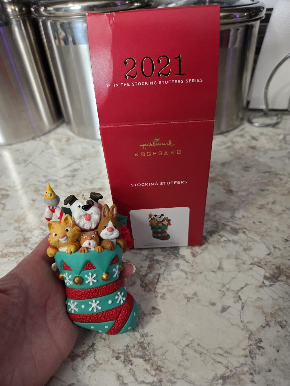2021 Hallmark Green Stocking Stuffers Ornament First 1st In Series In Box Great!